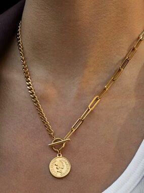 18K Gold Plated Coin Pendant Necklace